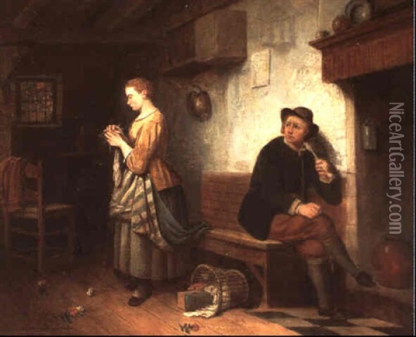Bouderie Oil Painting - Ferdinand de Braekeleer the Elder