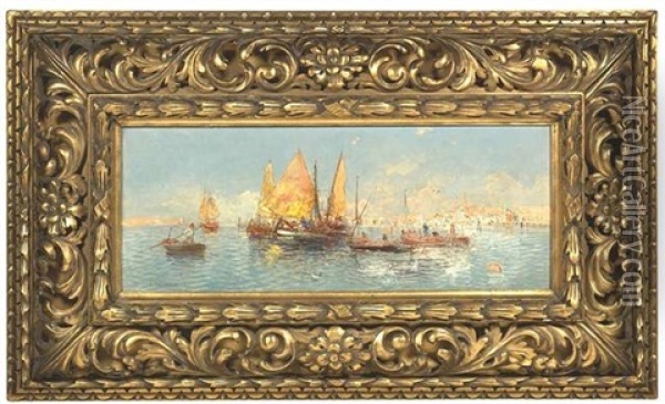 Fischerboote Im Hafen Einer Orientalischen Stadt Oil Painting - Georg Fischhof
