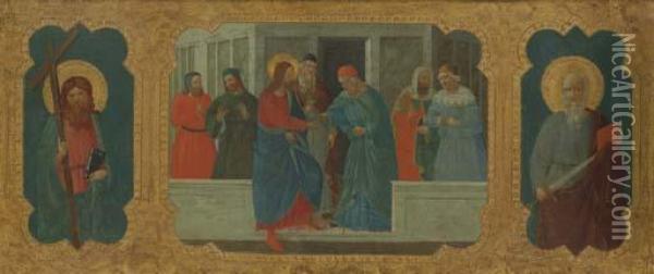 The Tribute Money With Christ And Saint Paul Oil Painting - Benozzo Gozzoli