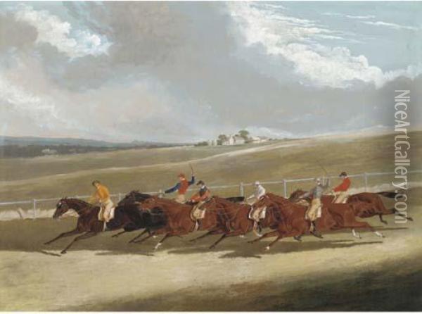 Touchstone Winning The 1836 
Doncaster Cup, With Carew, Venison, Bee's Wing, General Chasse, And 
Flying Billy Oil Painting - John Frederick Herring Snr