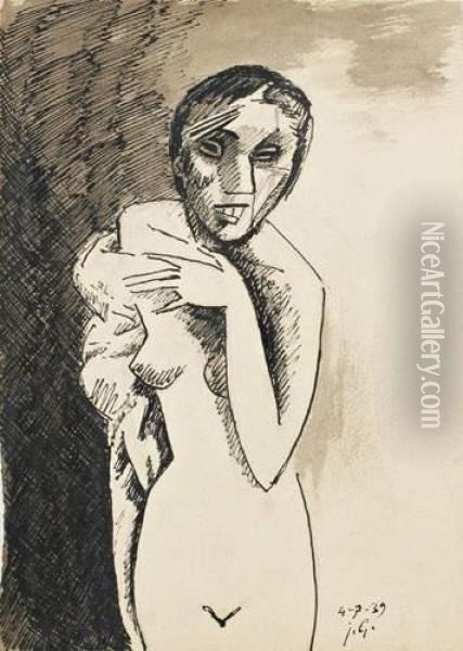 < Femme Ingenue > - Dit Aussi < Nu Cruel >, 1939 Oil Painting - Julio Gonzalez