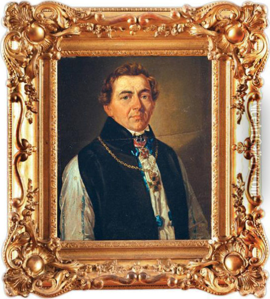 Retrato De Caballero (con Cruz De Orden). Oil Painting - Aleksander Kokular