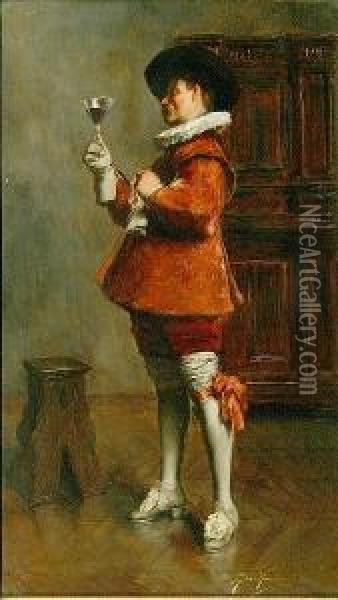 The Drinking Cavalier Oil Painting - Alex De Andreis