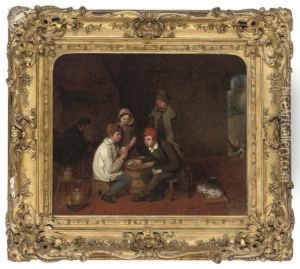 Playing For Supper Oil Painting - Frederick Daniel Hardy