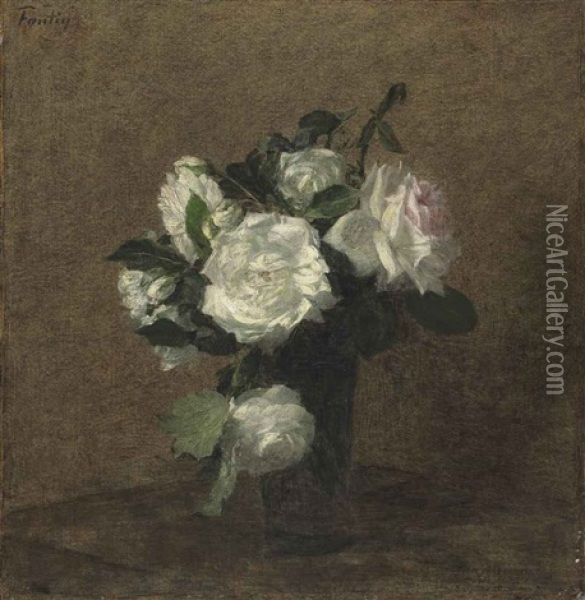 Roses Oil Painting - Henri Fantin-Latour
