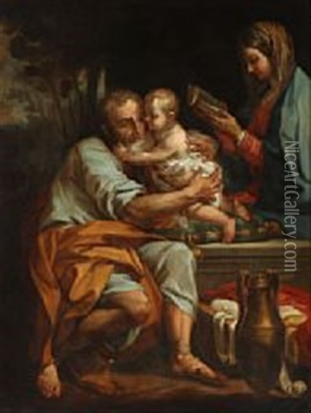 The Holy Family Oil Painting - Simone Cantarini