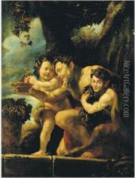 Bacchus With Satyrs Oil Painting - Domenico Fetti