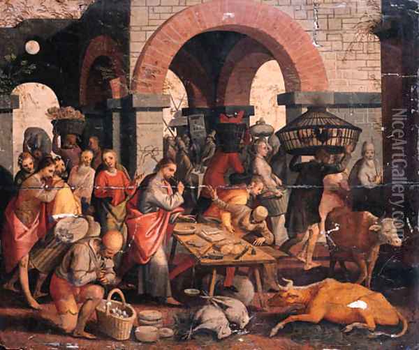 Christ driving the Money Changers from the Temple Oil Painting - Pieter Aertsen