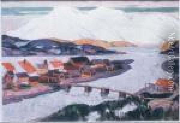 Village Of Sitka (study For Le Grand Silence Blanc) Oil Painting - Clarence Alphonse Gagnon