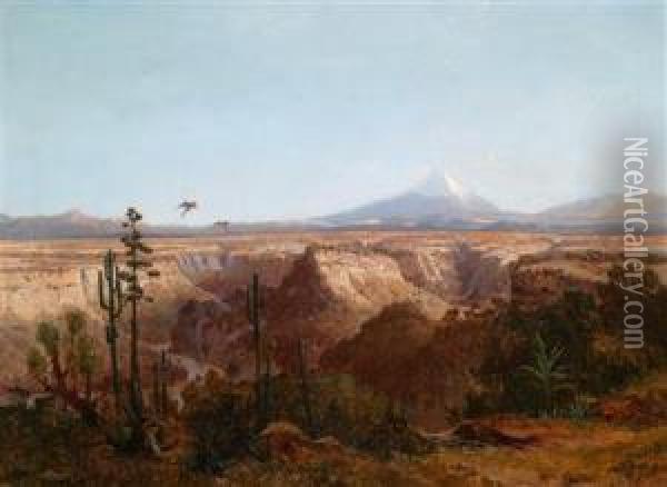 Blick Auf Die Atacama Wuste In Chile Mit Dem Licancabur Vulkan Im Hintergrund Oil Painting - Josef Selleny