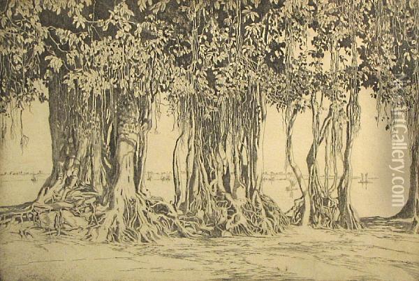 The Banyan Tree Oil Painting - Ernest S. Lumsden