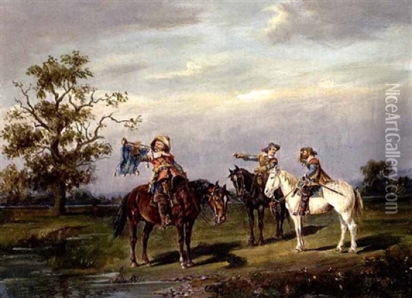 Berittene Landsknechte Oil Painting - Ludwig Mueller-Cornelius