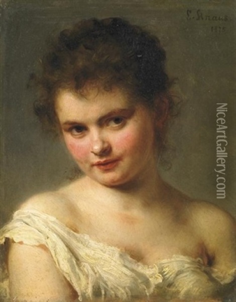 Brustbild Einer Jungen Frau Oil Painting - Ludwig Knaus