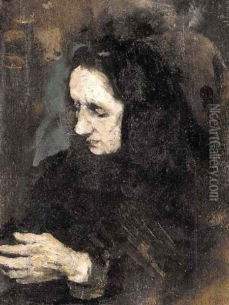Etude pour le portrait de la soeur du peintre (Study for a portrait of the artist's sister) Oil Painting - Theodule Augustine Ribot