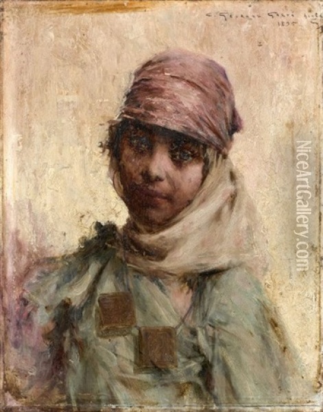 Portrait De Jeune Fille Oil Painting - Georges Gaste