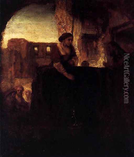 Christ and the Woman of Samaria Oil Painting - Rembrandt Van Rijn