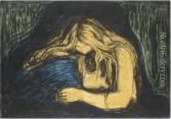 Vampire Ii (woll 41; Schiefler 34)) Oil Painting - Edvard Munch