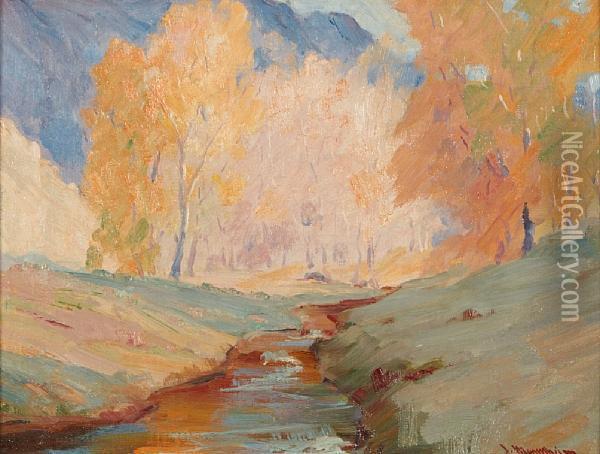 Landscape With Creek Oil Painting - Jean Mannheim