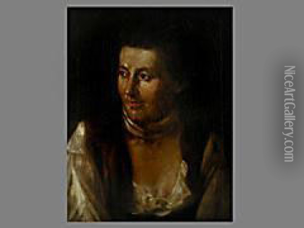 Portrait Einer Frau Mit Halstuch Oil Painting - Josef Georg Edlinger