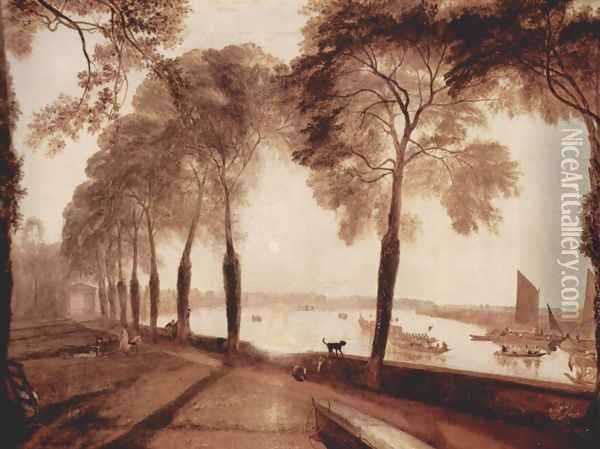 Mortlake Terrace, the home of W. Sliam Moffat, Sommerarbend Oil Painting - Joseph Mallord William Turner