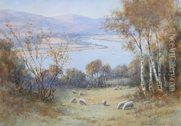 The River Conway, From Above Benarth Hill, North Wales Oil Painting - Warren Williams