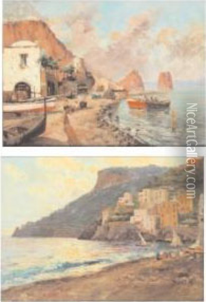 Marine Di Capri E Amalfi Oil Painting - Giuseppe Giardiello