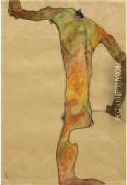 Mannlicher Akt (male Nude) Oil Painting - Egon Schiele