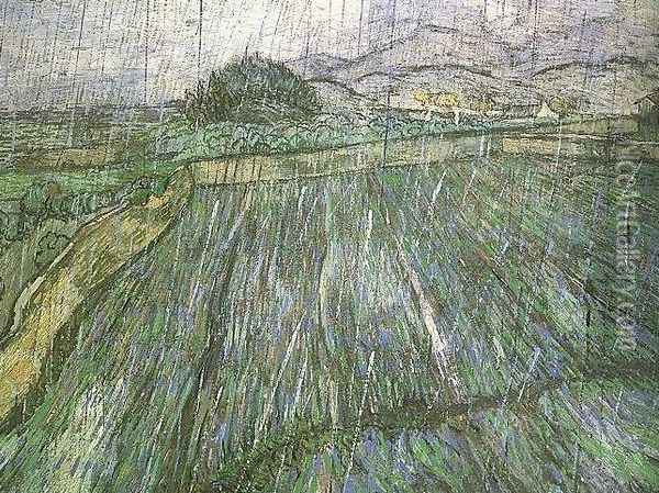 Wheat Field In Rain Oil Painting - Vincent Van Gogh