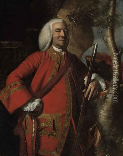 Portrait Of Colonel Jacob Fowle, With A Musket Oil Painting - John Singleton Copley
