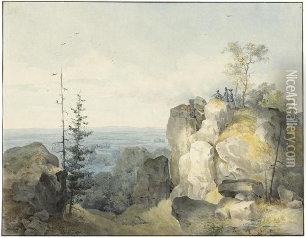 Wanderer Im Altmuhlthal Oil Painting - Hermann Dyck