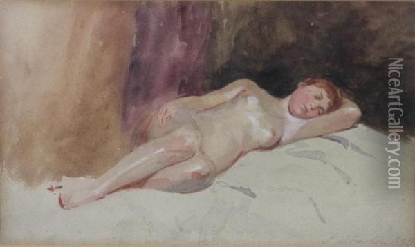Reclining Nude Oil Painting - John Absolon