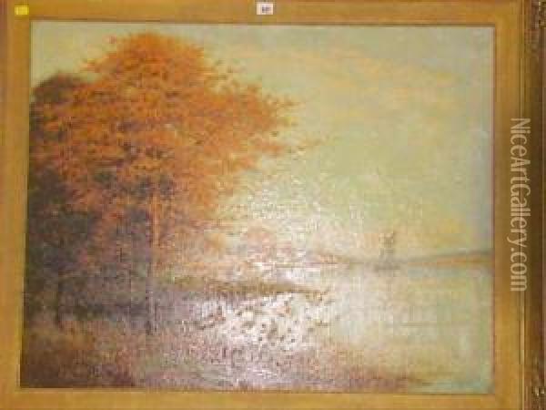 Rwa Autumnlakeland Landscape Oil Painting - Alfred Oliver Townsend