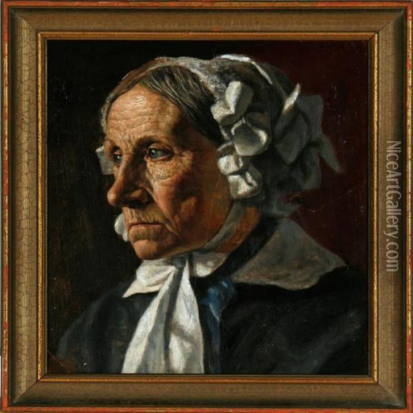 Aunt Gunnersen Inkalundborg Oil Painting - Johan Thomas Lundbye