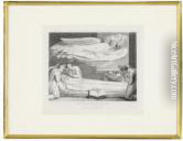 'the Grave'the Death Of The Good Old Man Oil Painting - William Blake