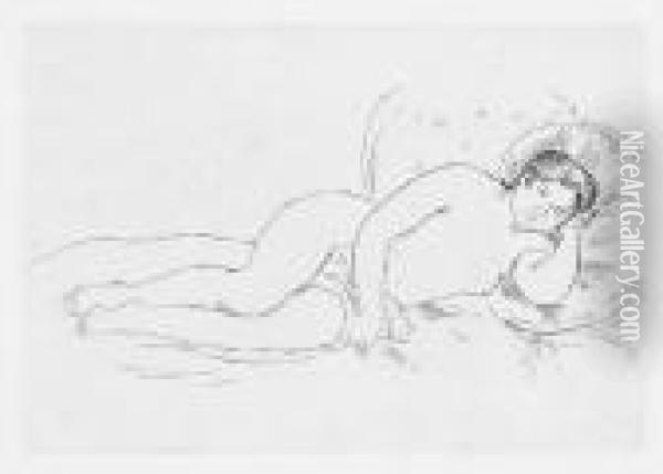 2x7 7/8 Inches, Full Margins. A Very Good, Dark Impression. Delteil 14 Oil Painting - Pierre Auguste Renoir