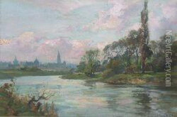 Perth From The River Tay Oil Painting - Joseph Milner