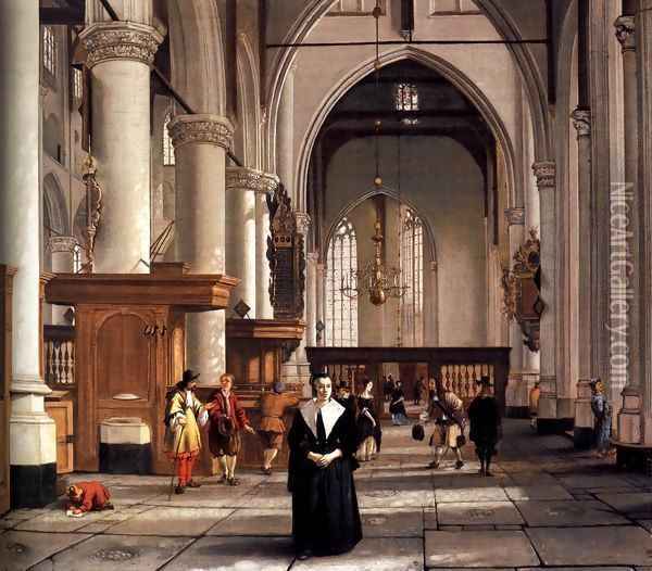 Interior of the Laurenskerk, Rotterdam Oil Painting - Cornelis De Man