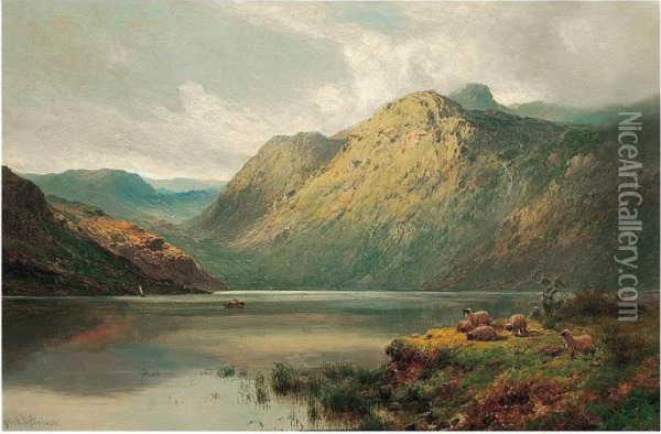 The Lake At Stronachlacher, N.b. Oil Painting - Alfred de Breanski