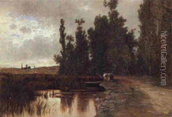 Uferlandschaft Oil Painting - Gustave Eugene Castan