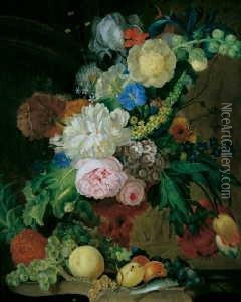 Blumen- Und Fruchtestilleben. Oil Painting - Jan van Os