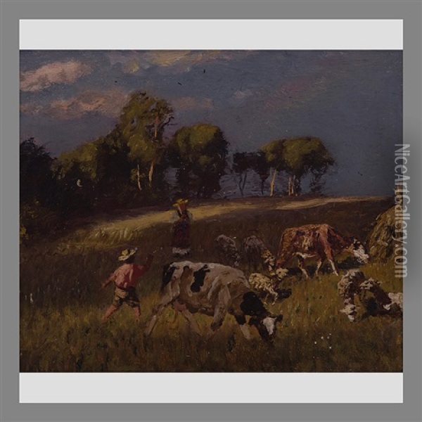 Children As Shepherds Oil Painting - Nikolai Nikanorovich Dubovskoy