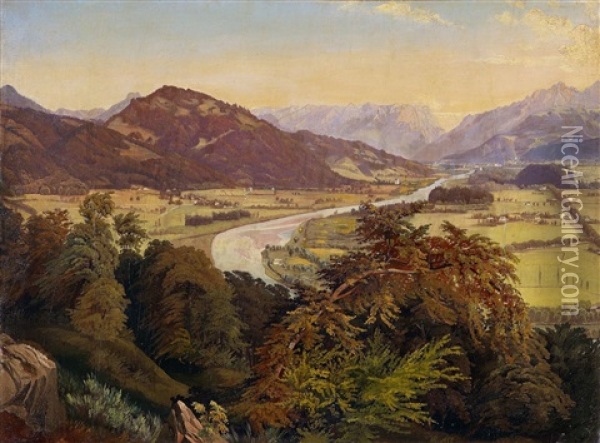 Gebirgslandschaft Mit Fluss Oil Painting - Rudolf von Alt