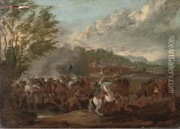 A Cavalry Battle Oil Painting - Sebastien Vrancx