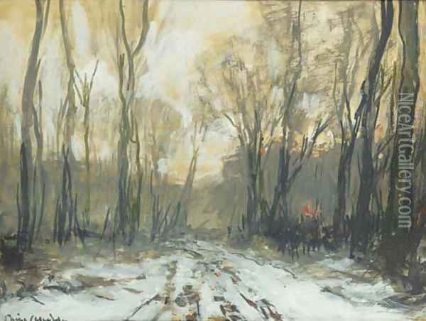 A forest path in winter Oil Painting - Louis Apol