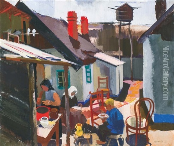 Farmhouse Oil Painting - Vilmos Aba-Novak
