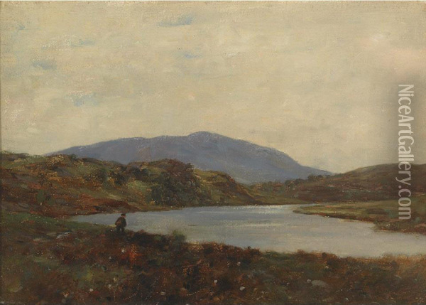 Loch And Figure Aberfoyle Oil Painting - Alexander Kellock Brown