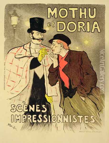 Reproduction of a poster advertising Mothu and Doriain impressionist scenes, 1893 Oil Painting - Theophile Alexandre Steinlen
