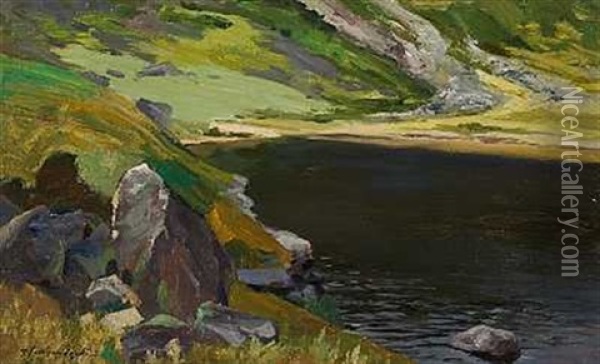 Landskab Ved Det Sorte Hav Oil Painting - Michael Gorstkin-Wywiorski