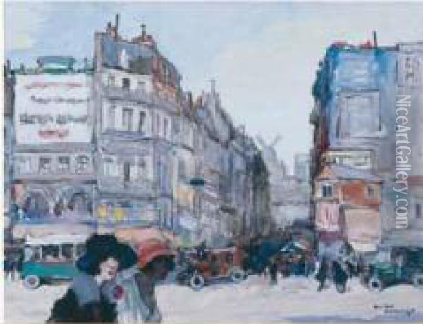 Paris, Place Blanche Oil Painting - Romeo Dumoulin