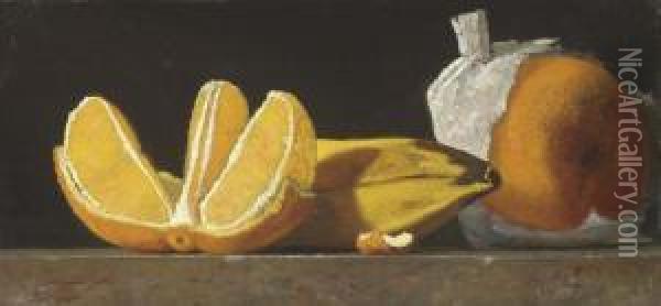 Still Life With Oranges And Banana Oil Painting - John Frederick Peto